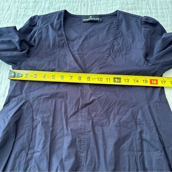 Tuckernuck Pomander Place Easton Poplin Long Sleeve Blouse Navy Small Preppy - Picture 6 of 8